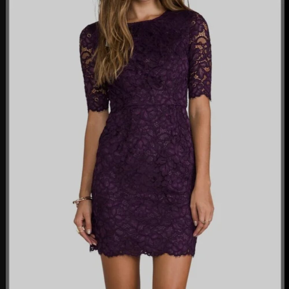 Shoshanna Plum Lace 1/2 sleeve Dress (size 6)